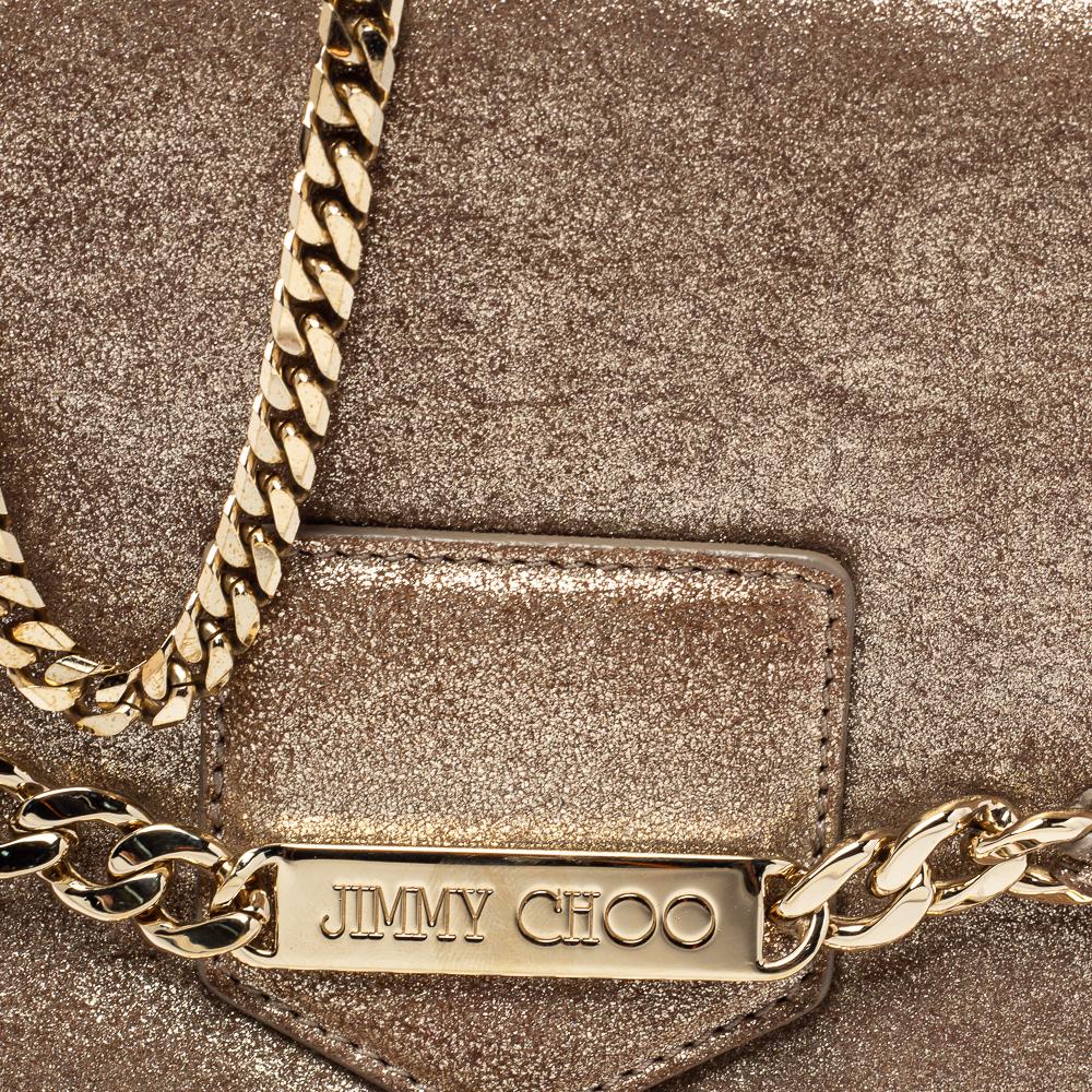 Women's Jimmy Choo Metallic Gold Shimmer Leather Shadow Chain Bag