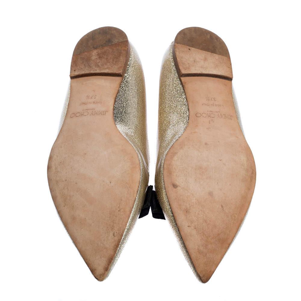 Jimmy Choo Ballerine Gala con fiocco in pelle metallizzata oro misura 37,5 1