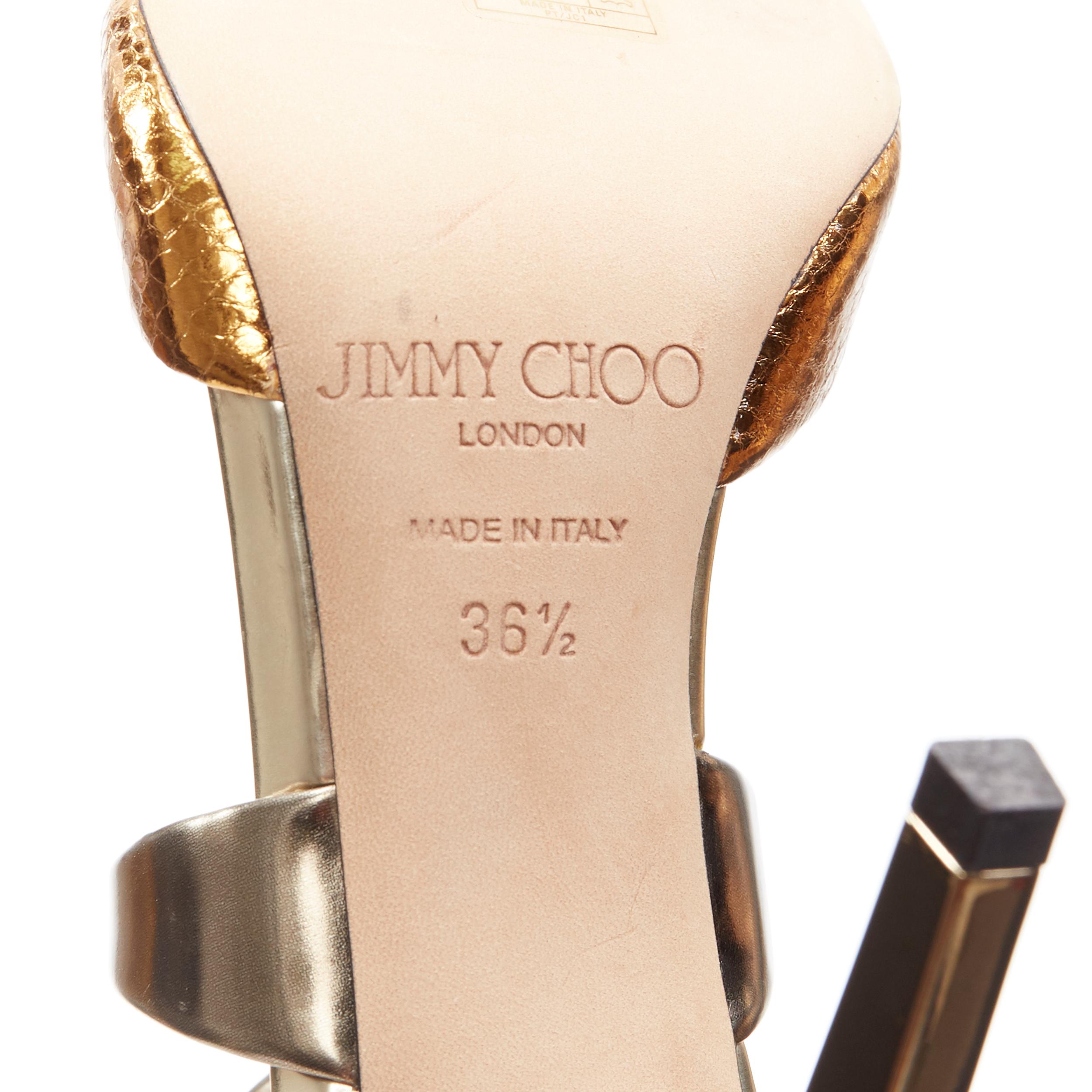 JIMMY CHOO metallic gold wrap around ankle strappy high heel sandals EU36.5 4