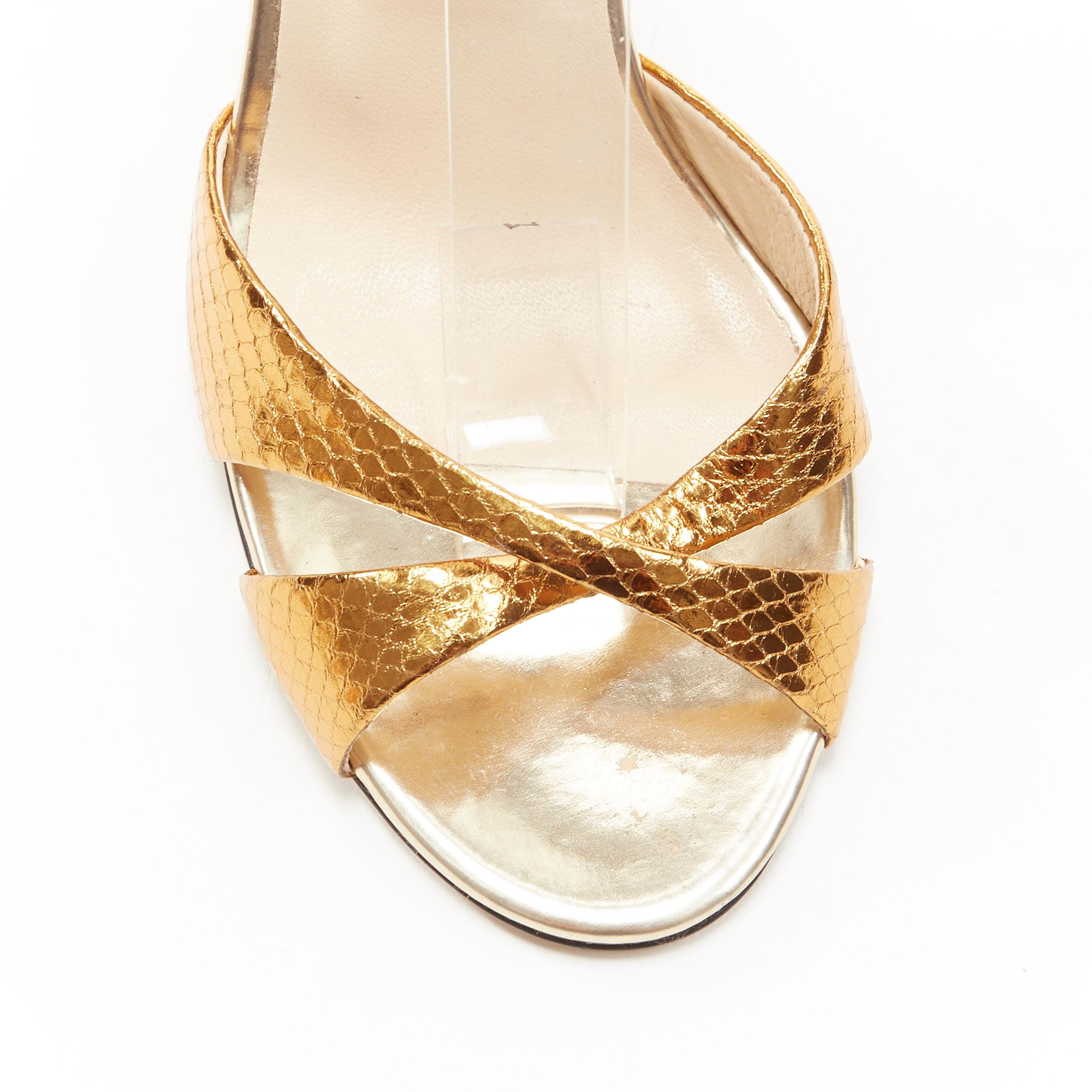 JIMMY CHOO metallic gold wrap around ankle strappy high heel sandals EU36.5 In Excellent Condition In Hong Kong, NT