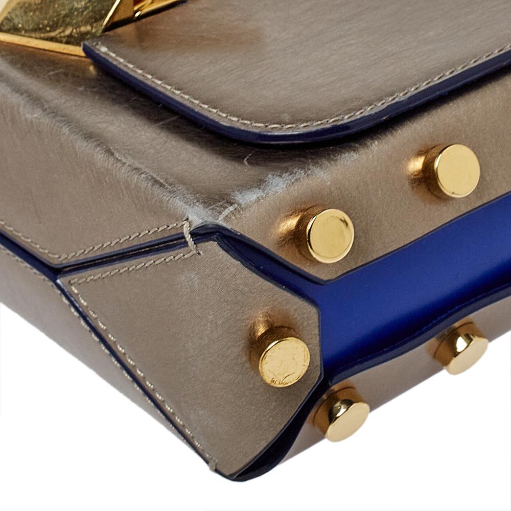 Jimmy Choo Metallic Grey/Blue Leather Lockett Shoulder Bag 5
