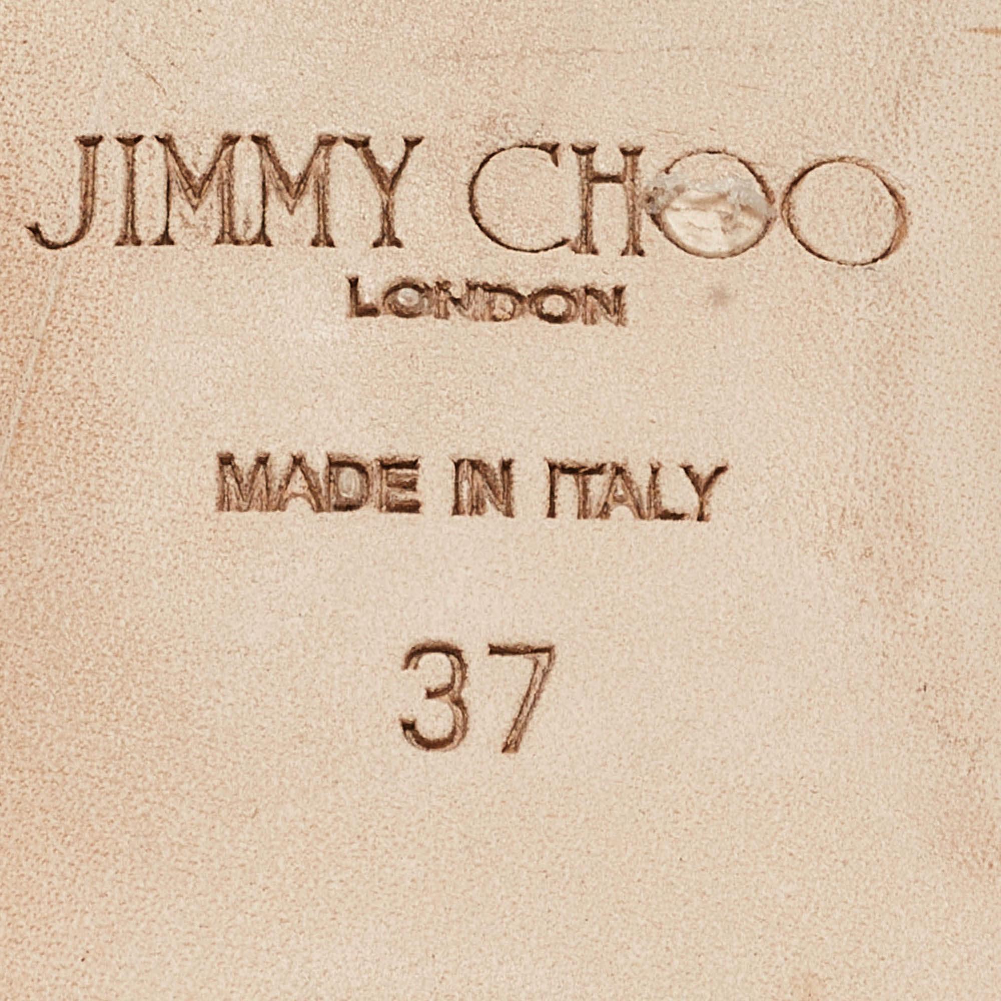Jimmy Choo - Chaussures à lanières Lucy en cuir gris métallisé, taille 37 en vente 3