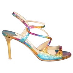 Jimmy Choo - Sandales Lance en python gaufré métallisé, taille IT 38,5