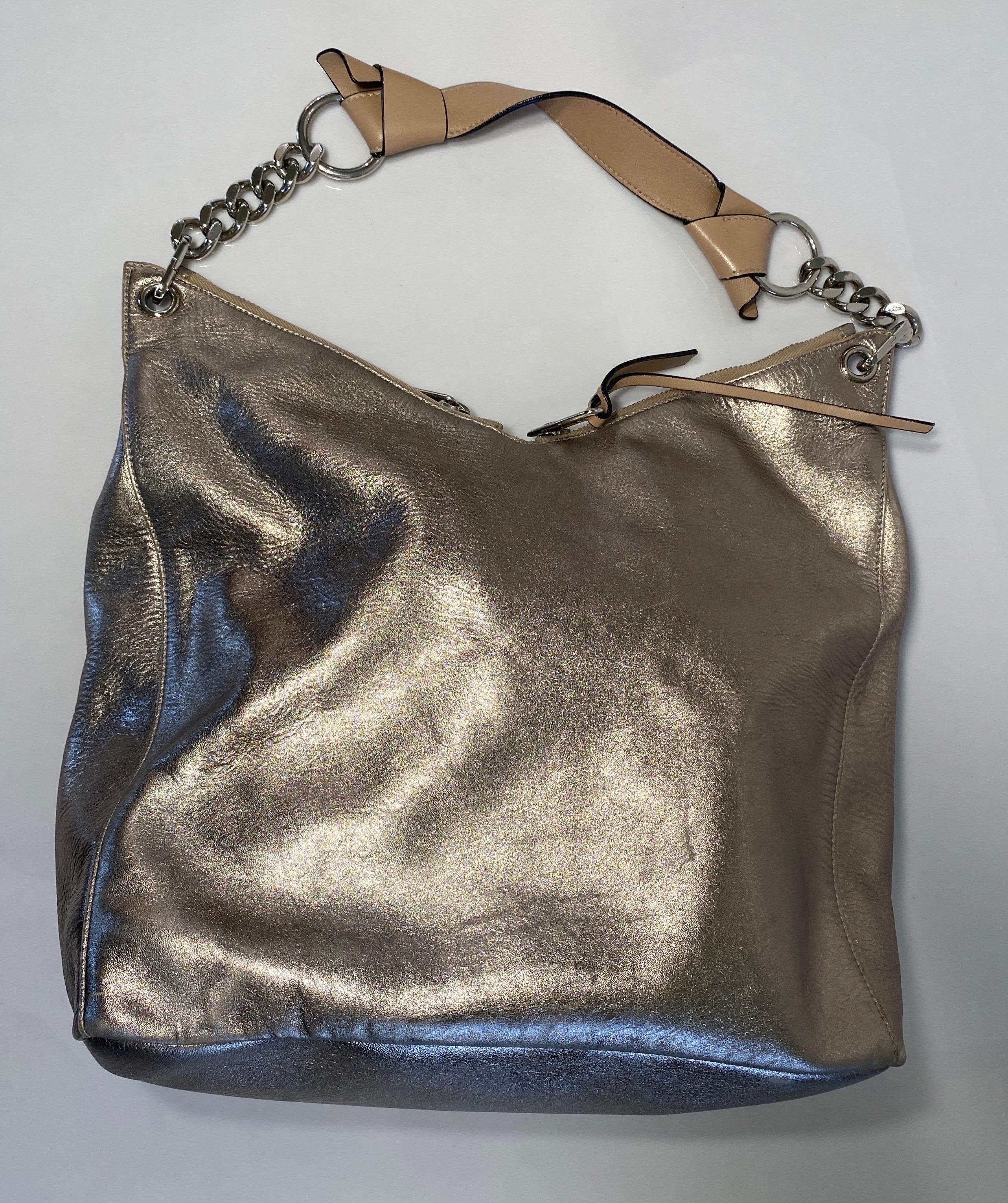 Jimmy Choo Metallic Large Hobo Tote For Sale 8