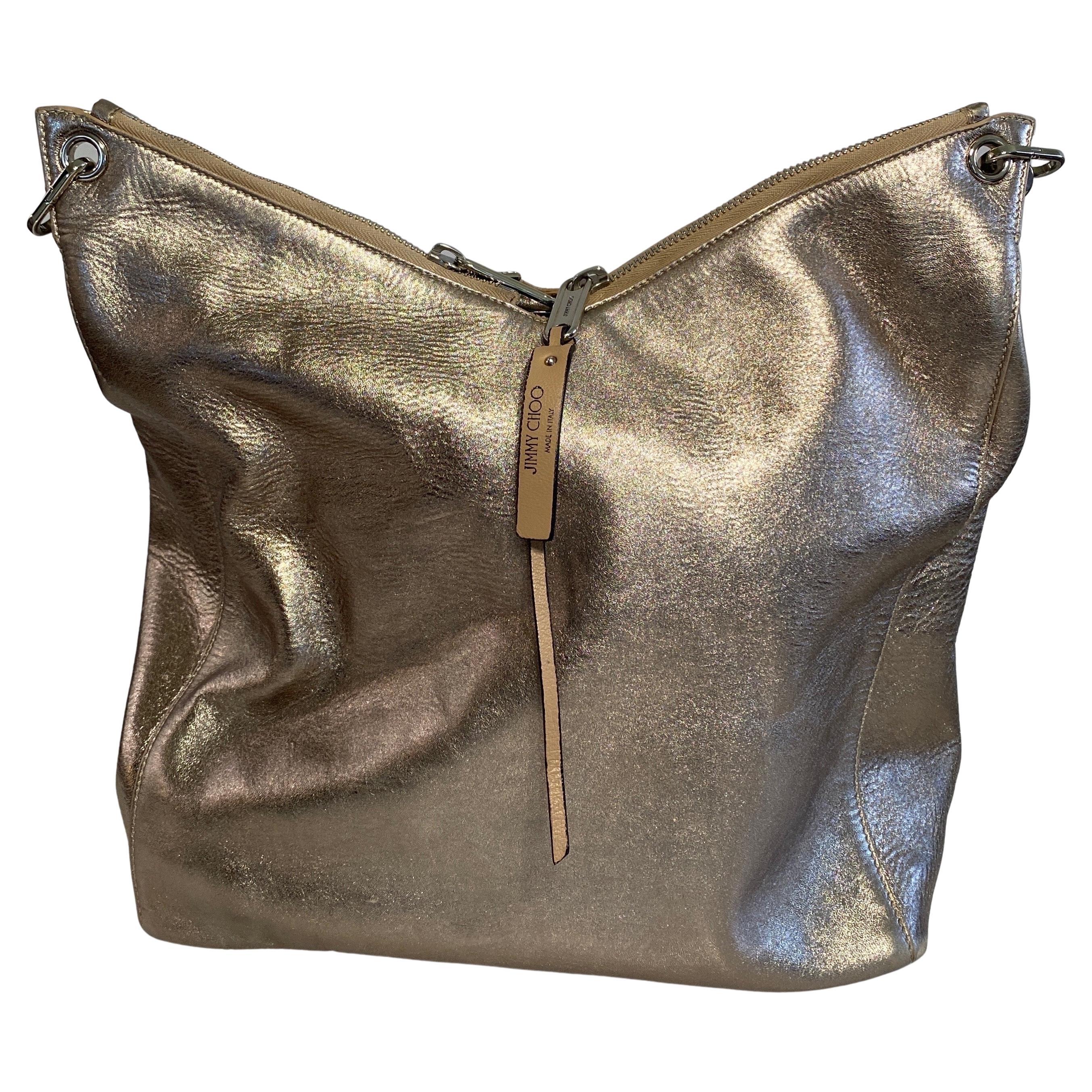 Jimmy Choo Metallic Large Hobo Tote For Sale