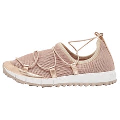 Jimmy Choo Metallic Leather and Mesh Slip On Sneakers Size 36