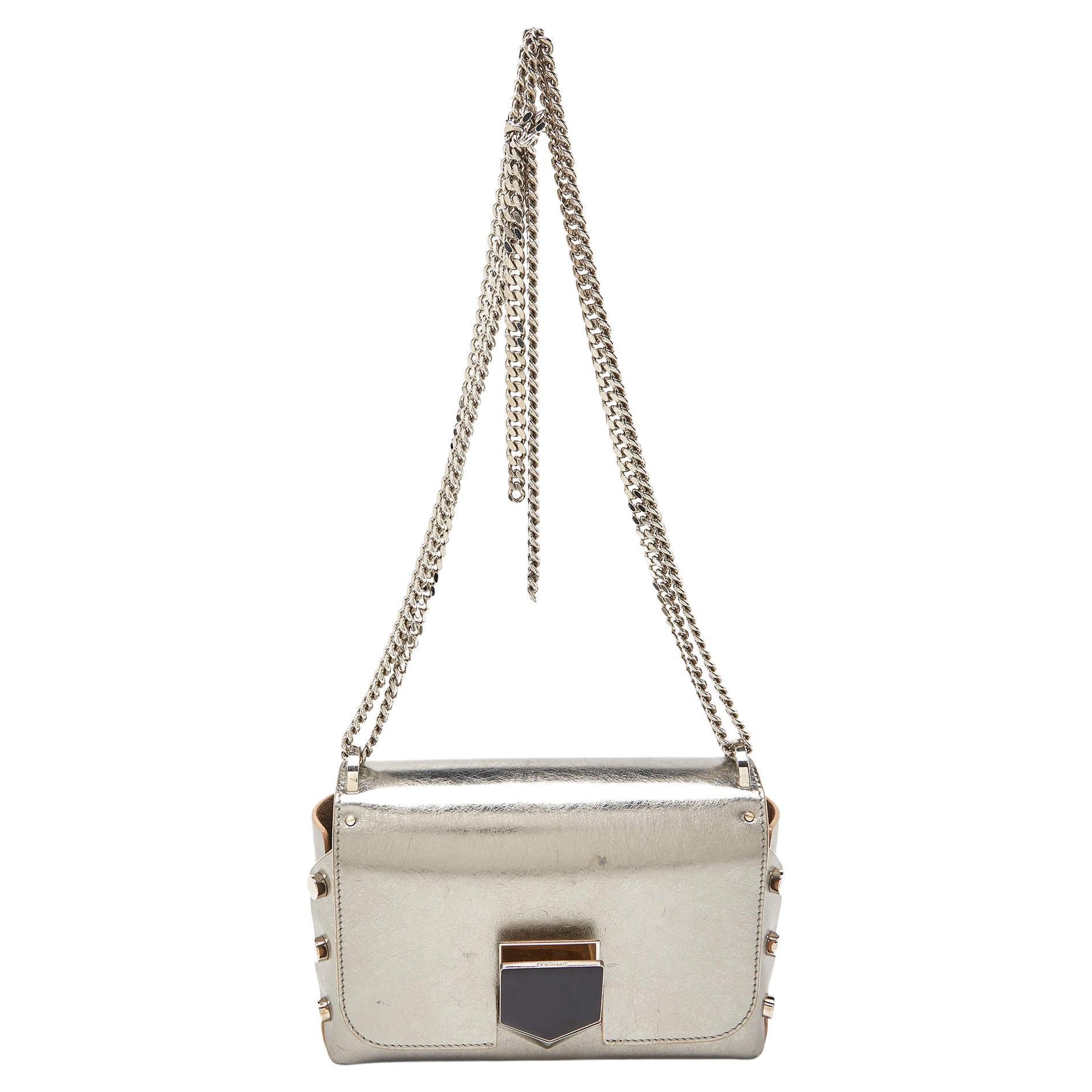 Jimmy Choo Metallic Leather Lockett City Shoulder Bag For Sale