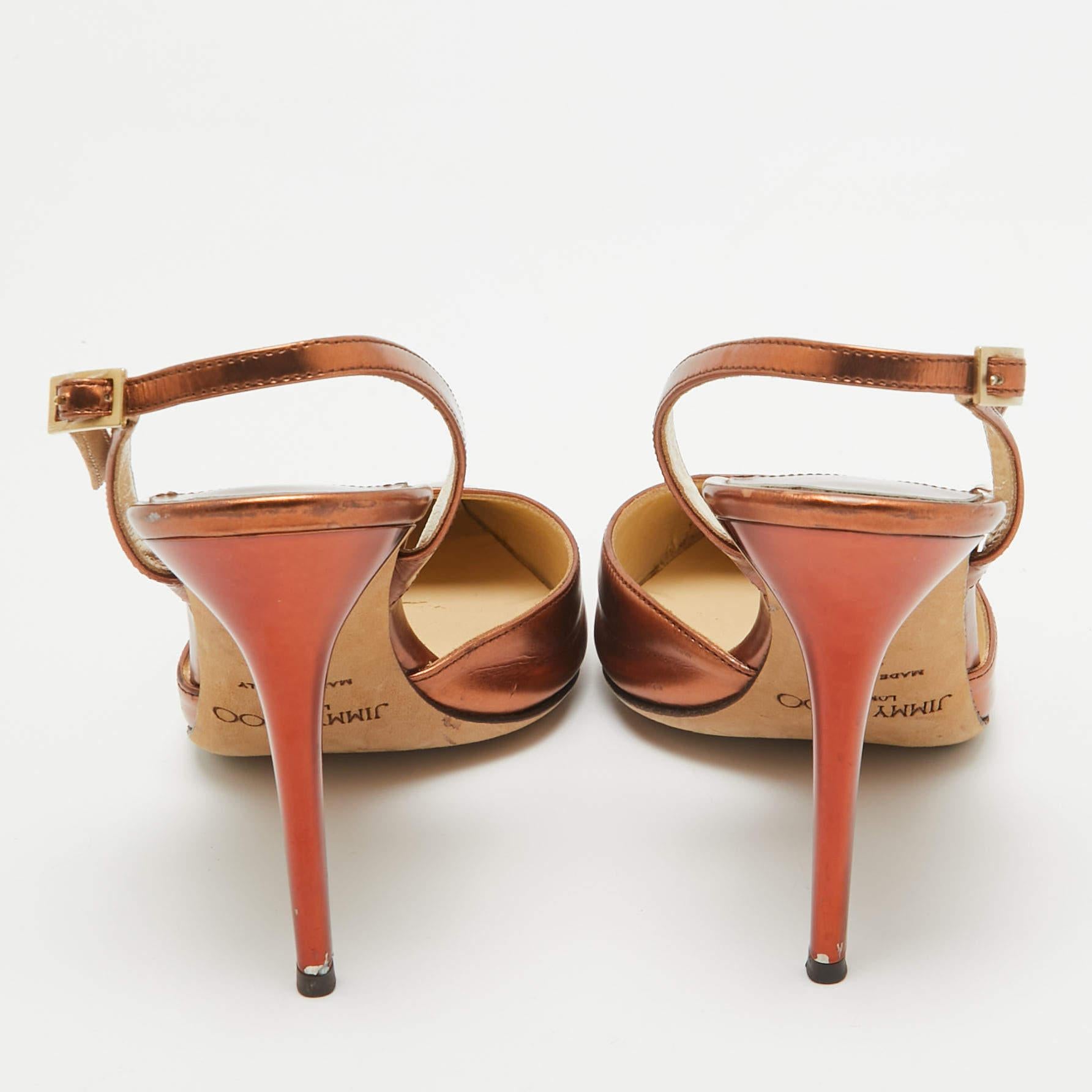 Women's Jimmy Choo Metallic Leather Tilly Slingback Pumps Size 37