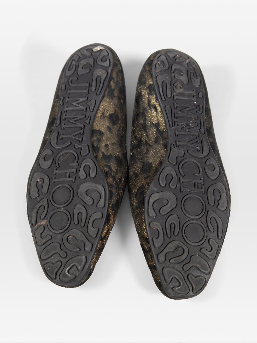 Jimmy Choo - Mocassins en daim imprimé léopard métallisé, taille IT 41 Bon état - En vente à London, GB