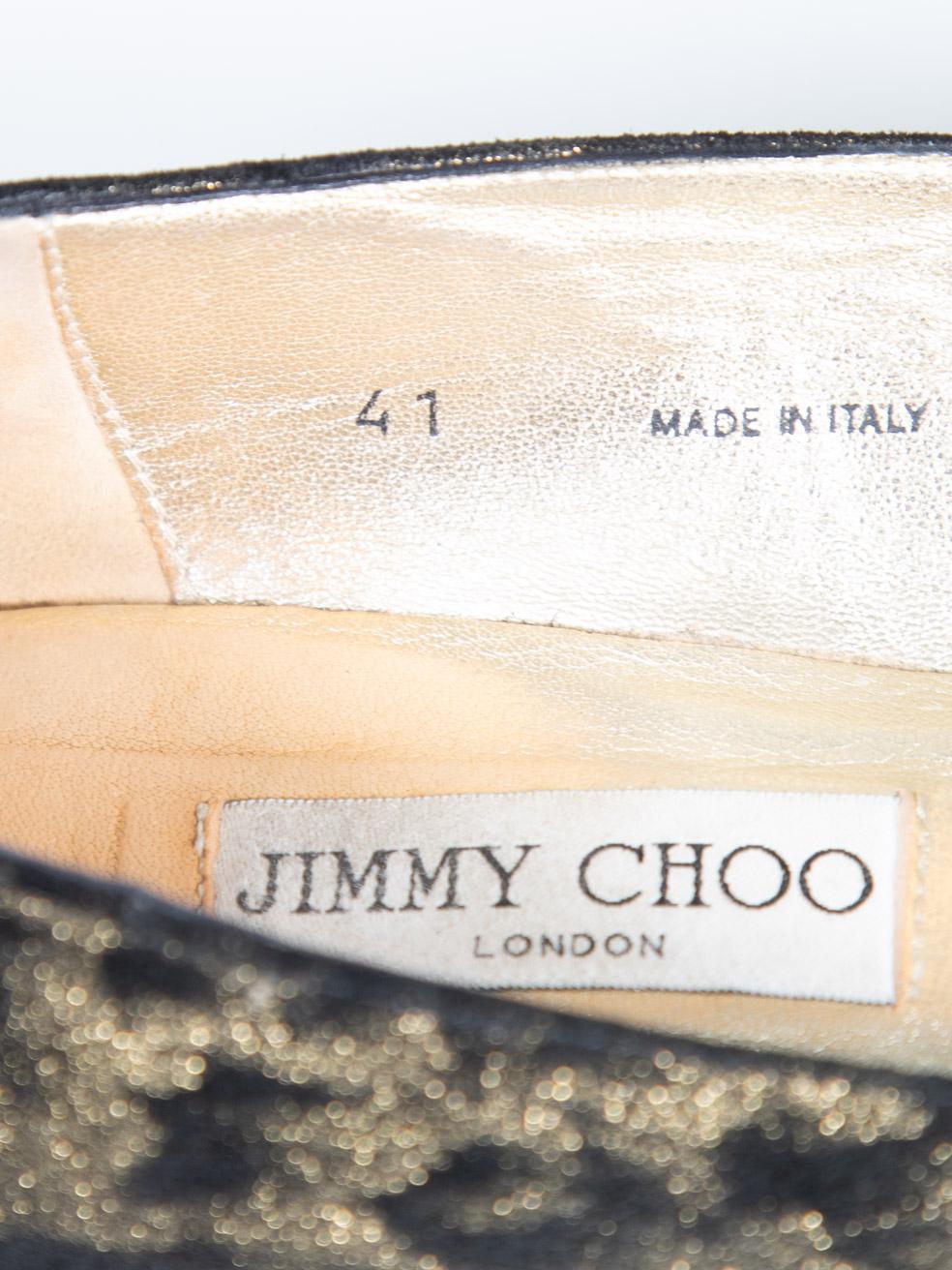 Jimmy Choo - Mocassins en daim imprimé léopard métallisé, taille IT 41 en vente 1