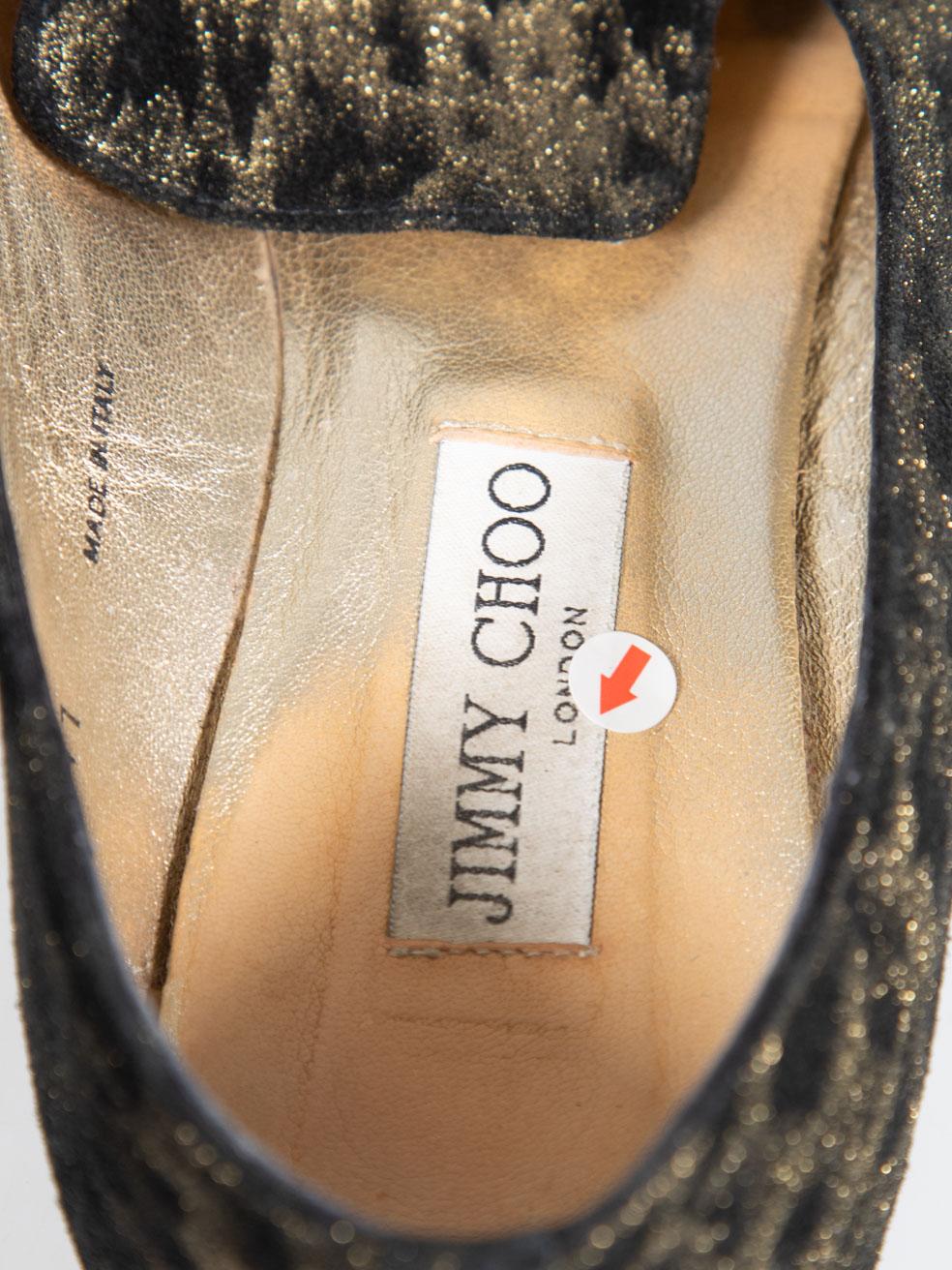 Jimmy Choo - Mocassins en daim imprimé léopard métallisé, taille IT 41 en vente 2