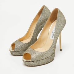 Jimmy Choo Metallic Lurex Fabric Dahlia Pumps Size 36