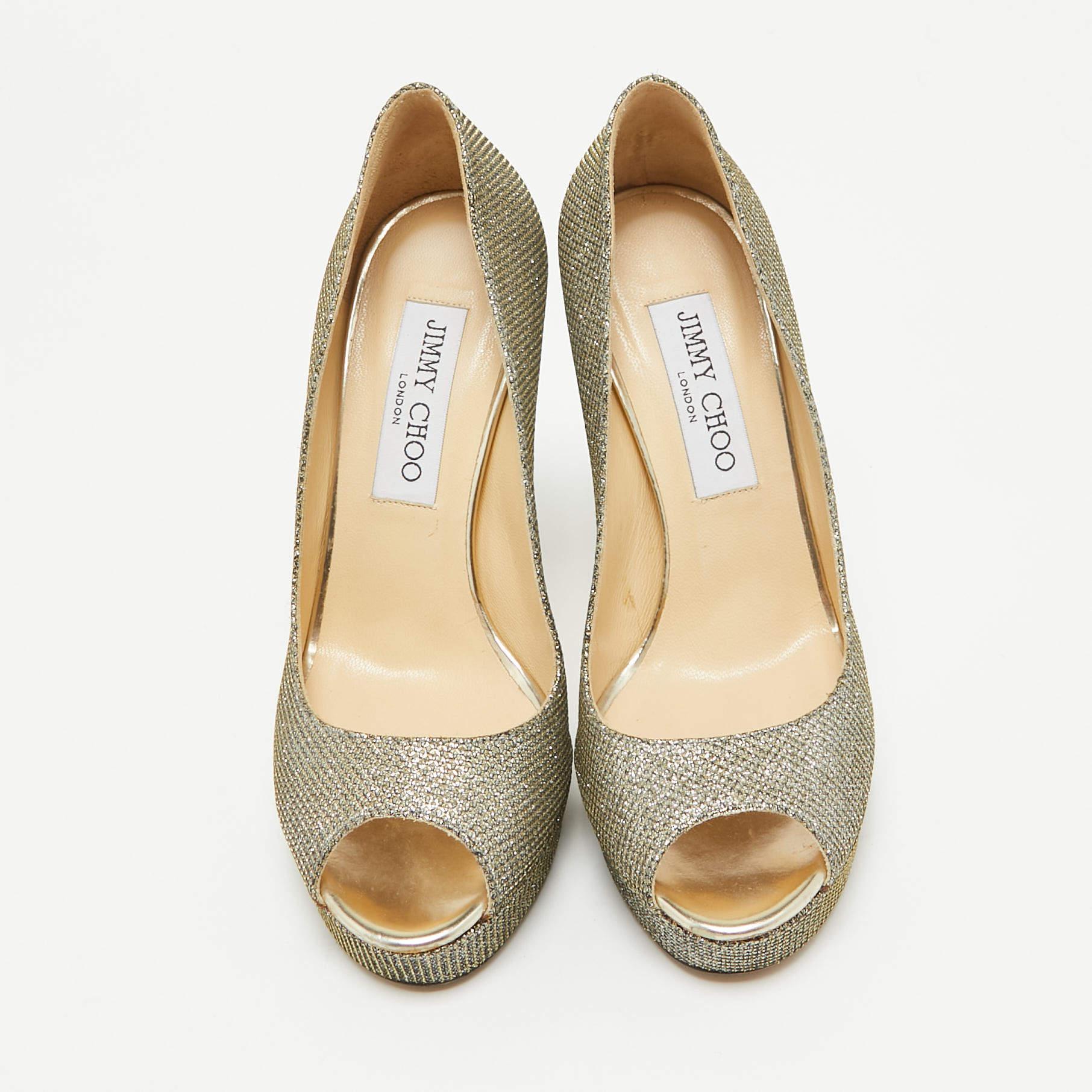 Beige Jimmy Choo - Escarpins Dahlia en tissu lurex métallisé, taille 36 en vente