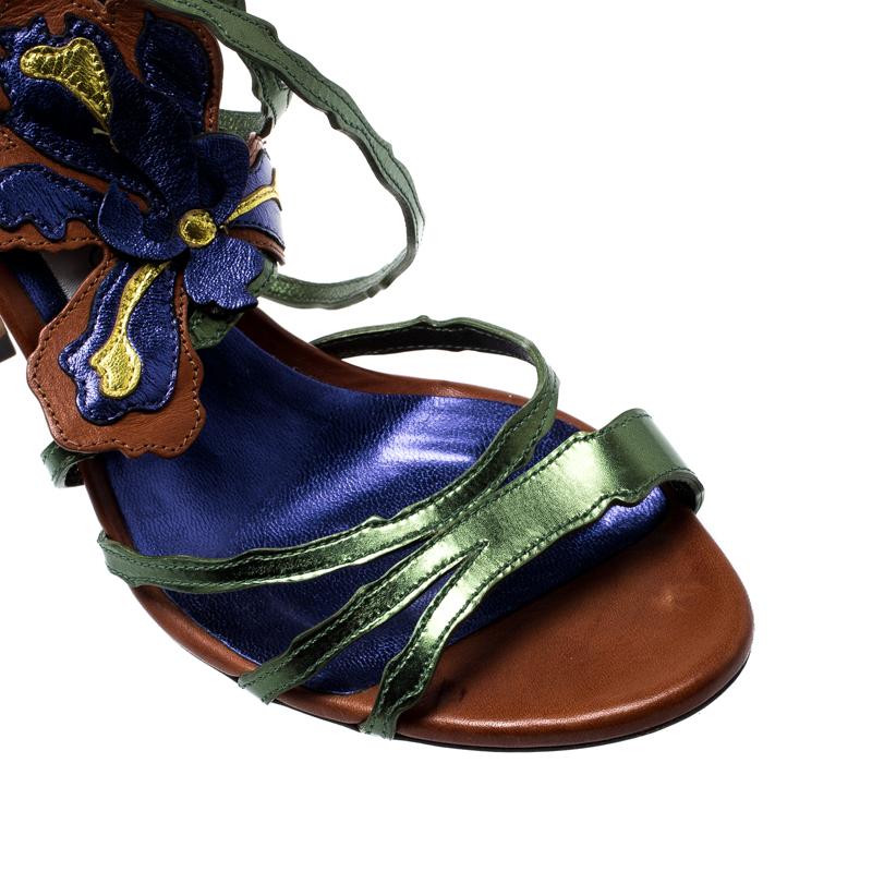 Women's Jimmy Choo Metallic Multicolor Leather Lolita Strappy Sandals Size 38.5