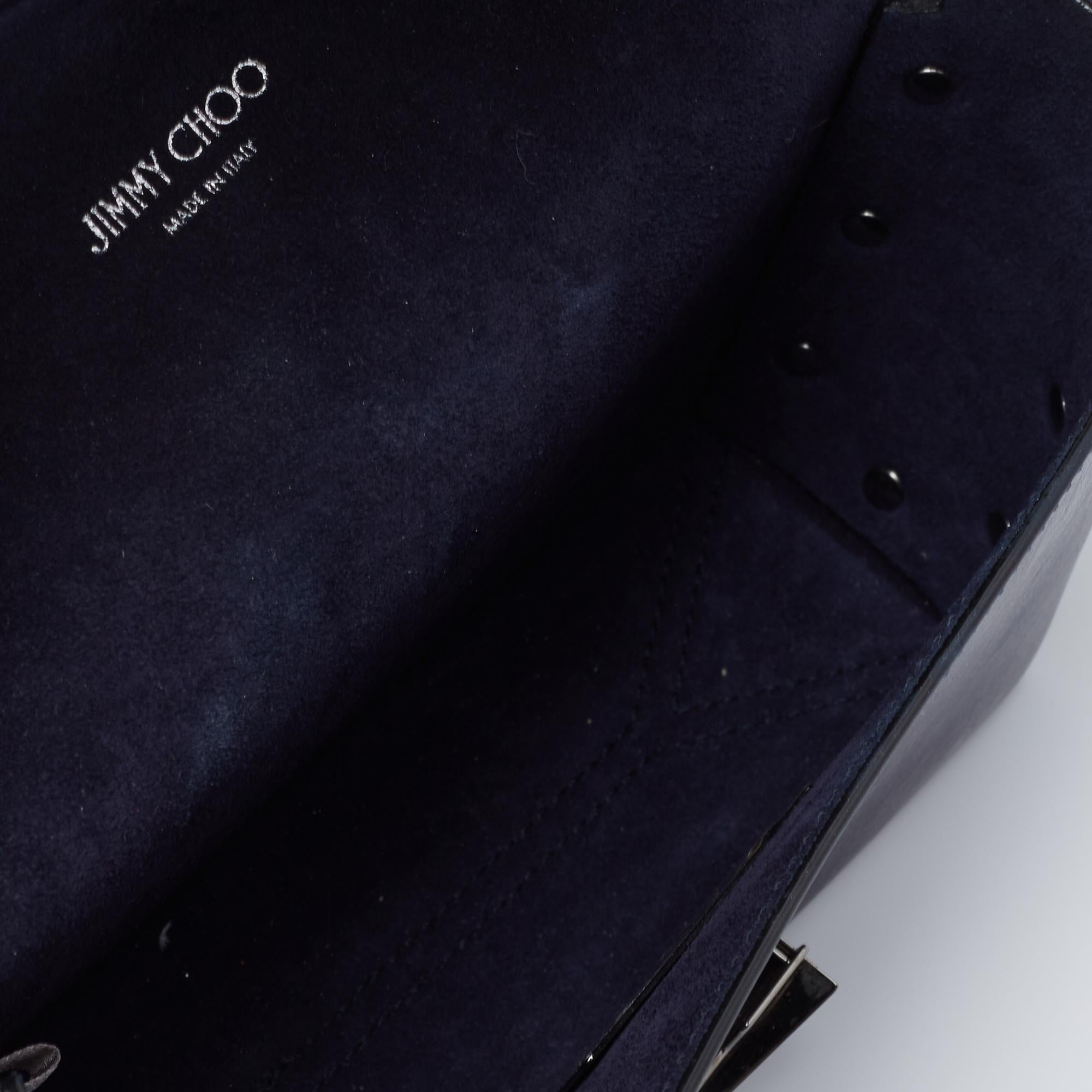 Jimmy Choo Metallic Navy Blue Leather Lockett City Shoulder Bag 4