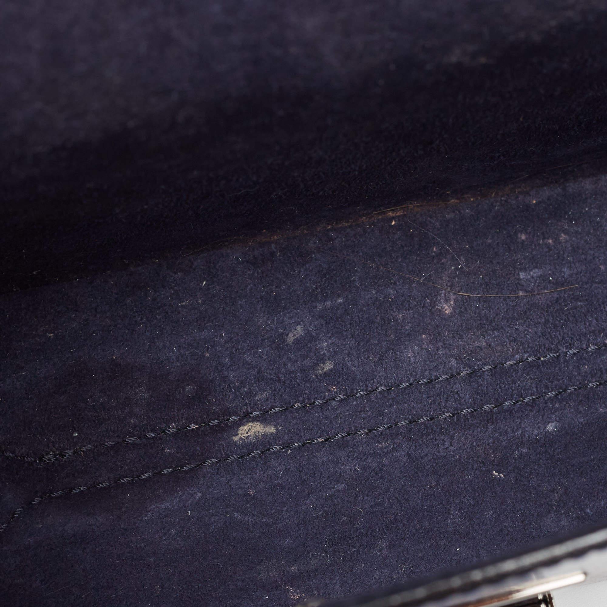 Jimmy Choo Metallic Navy Blue Leather Lockett City Shoulder Bag For Sale 9