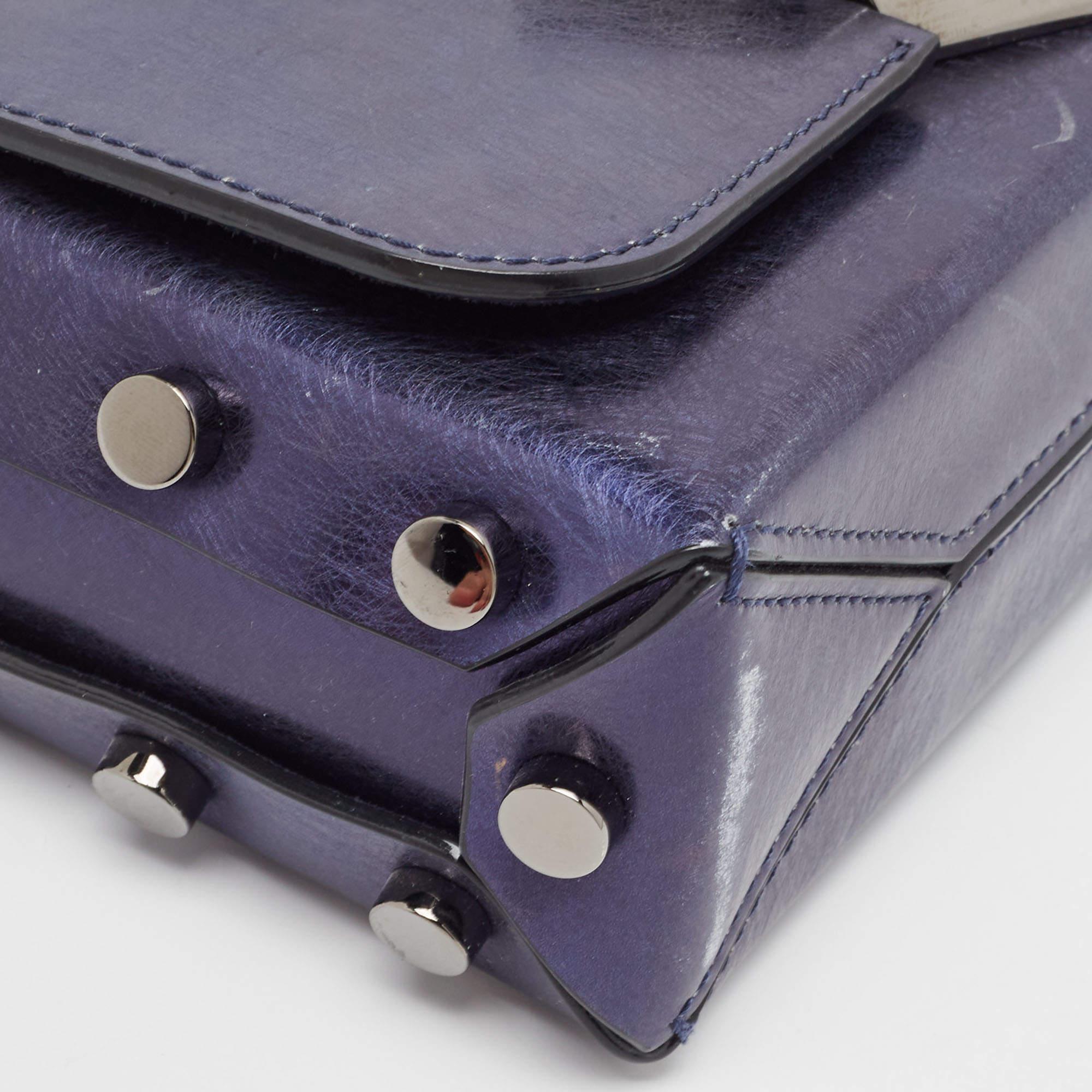 Jimmy Choo Metallic Navy Blue Leather Lockett City Shoulder Bag For Sale 2