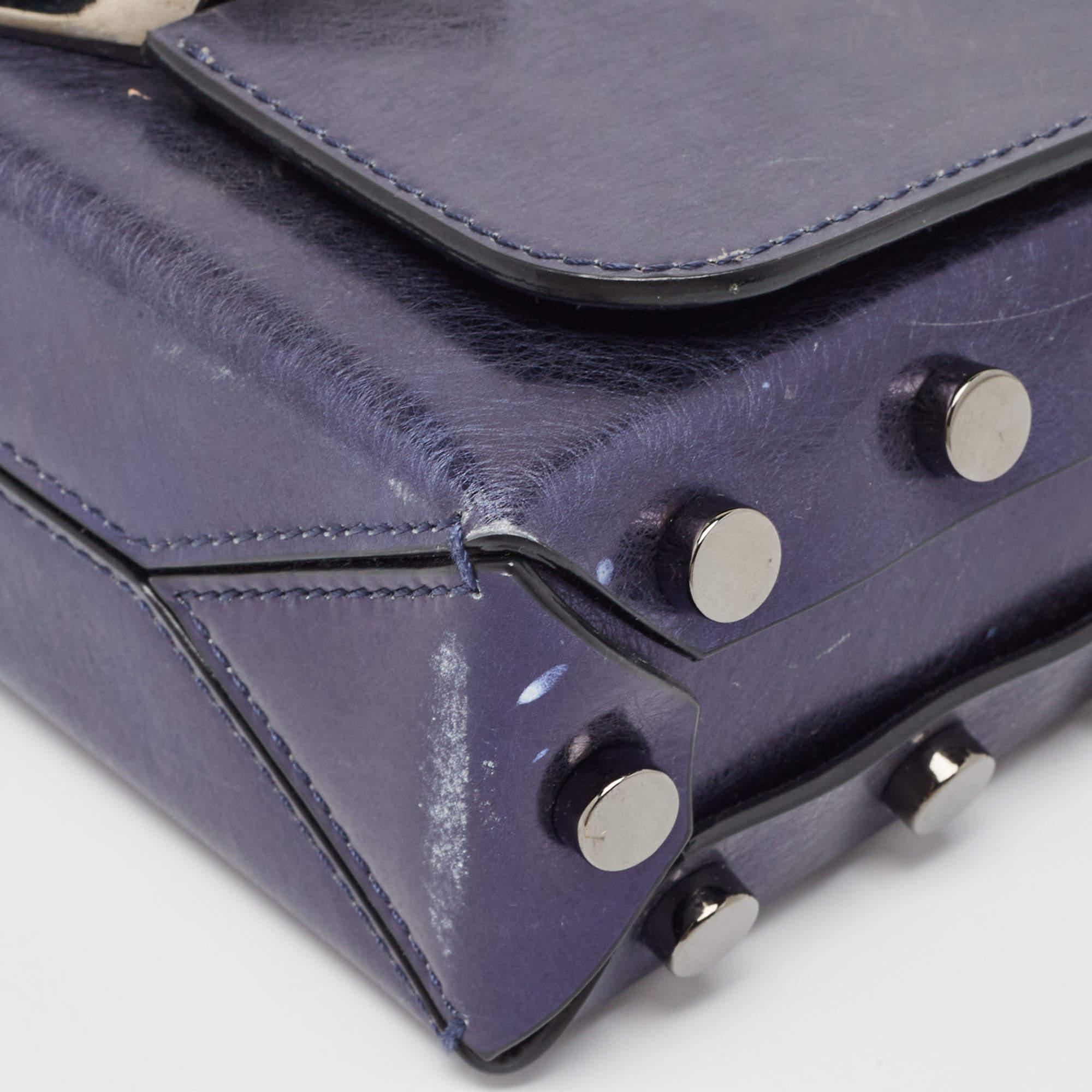 Jimmy Choo Metallic Navy Blue Leather Lockett City Shoulder Bag For Sale 4
