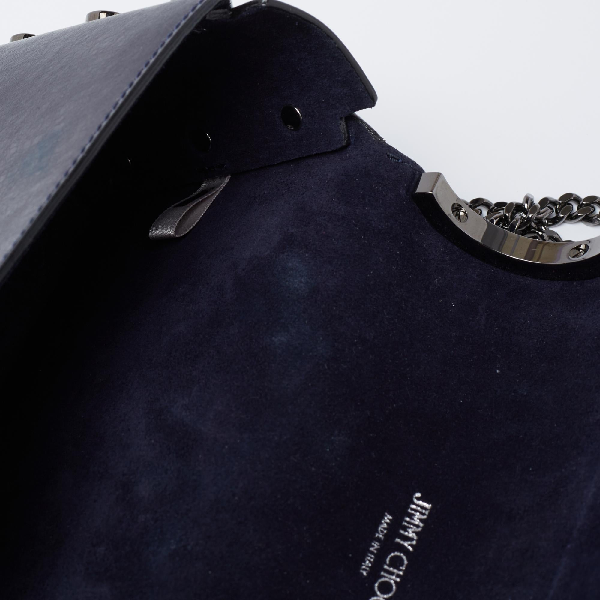 Jimmy Choo Metallic Navy Blue Leather Lockett City Shoulder Bag 2