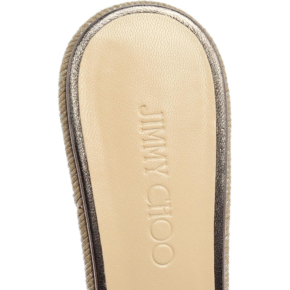 Jimmy Choo Metallic Olivgrün Leder Prima Kork Keil Slide Sandalen Größe 38 1