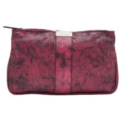 Jimmy Choo Metallic Pink/Black Perforated Leather Zulu Clutch