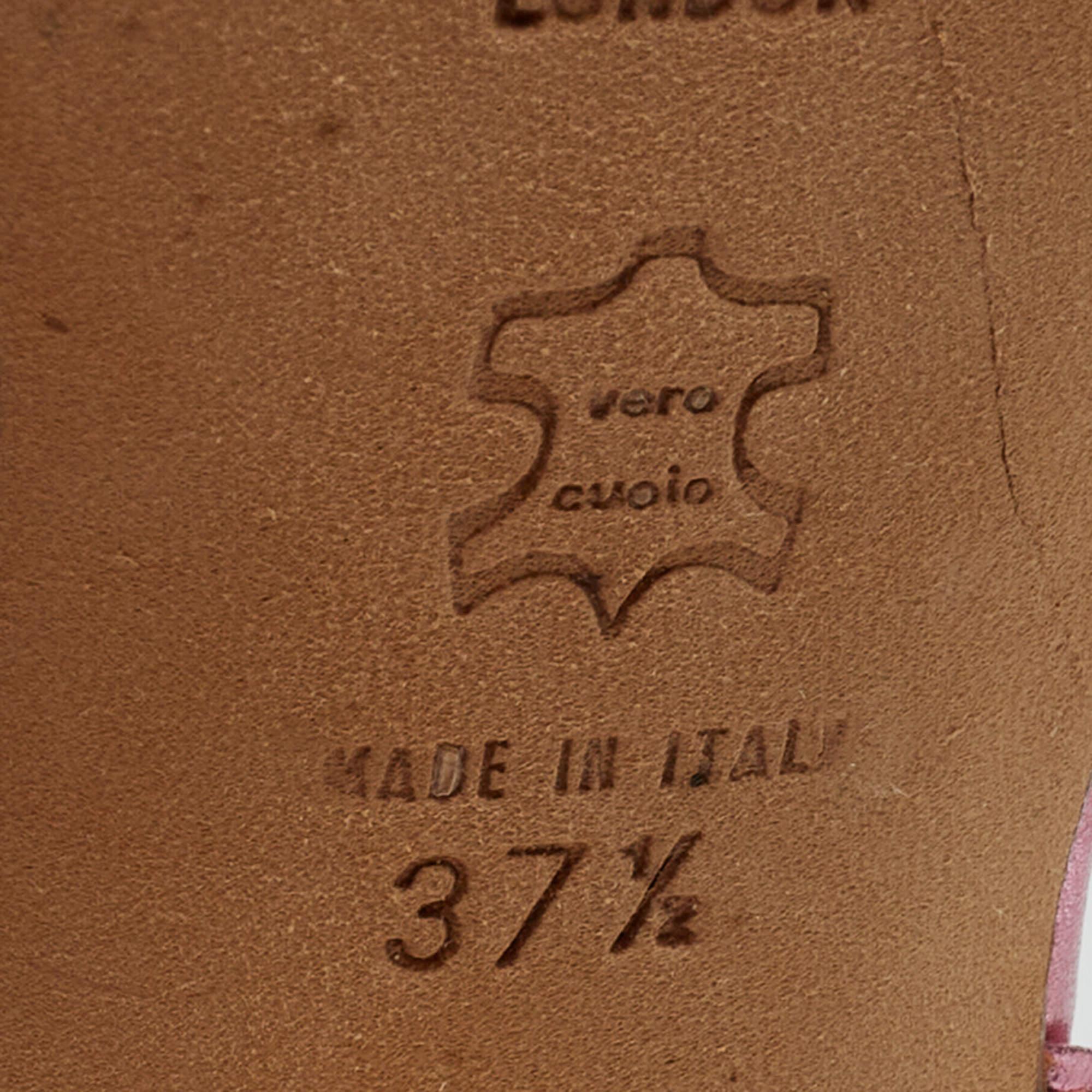 Jimmy Choo Metallic Pink Leather Slingback Sandals Size 37.5 4