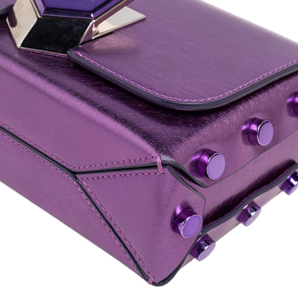 Jimmy Choo Metallic Purple Leather Lockett City Shoulder Bag 2