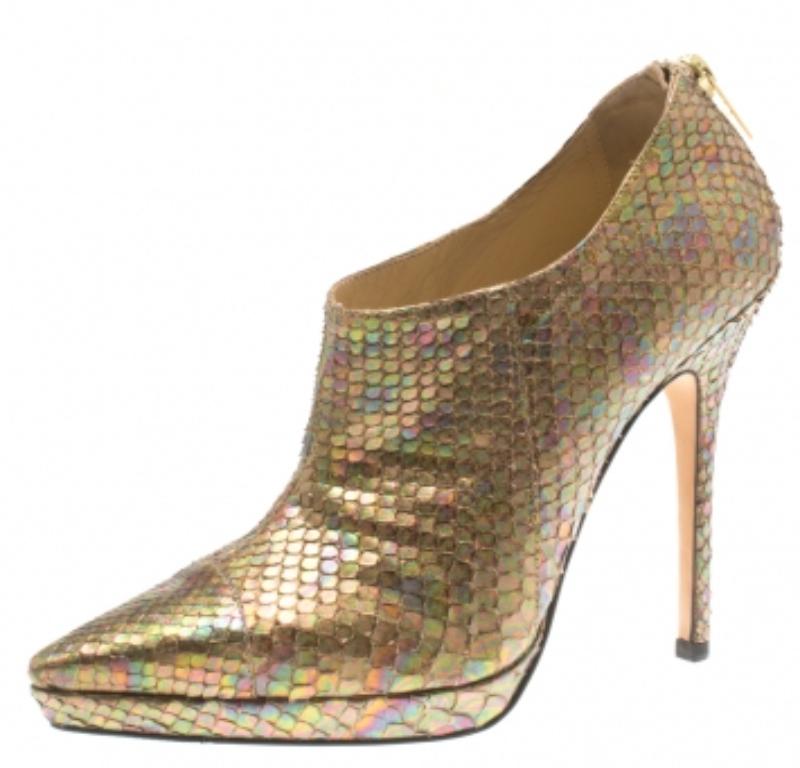 Jimmy Choo Botines de piel de pitón metalizada con puntera en punta George Talla 36.5 en venta 1