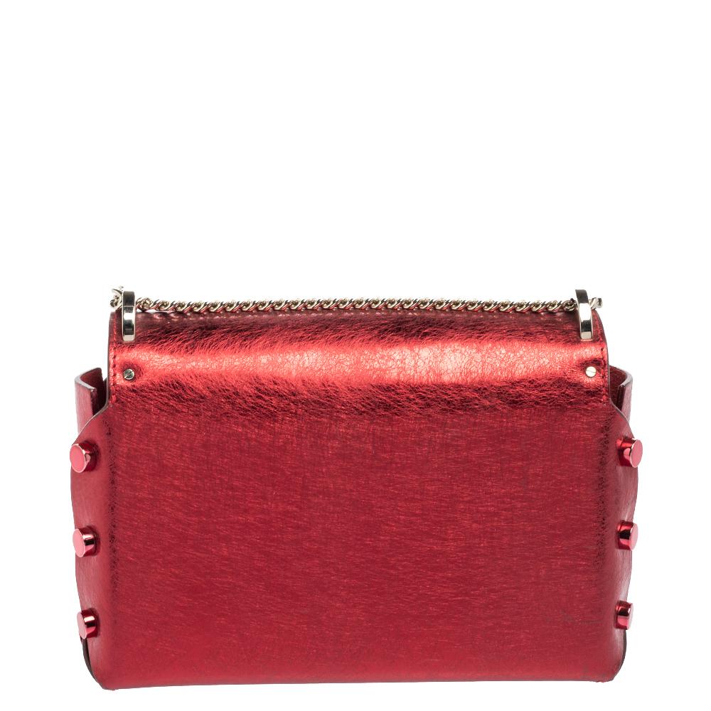 Jimmy Choo Metallic Red Leather Lockett City Shoulder Bag 3