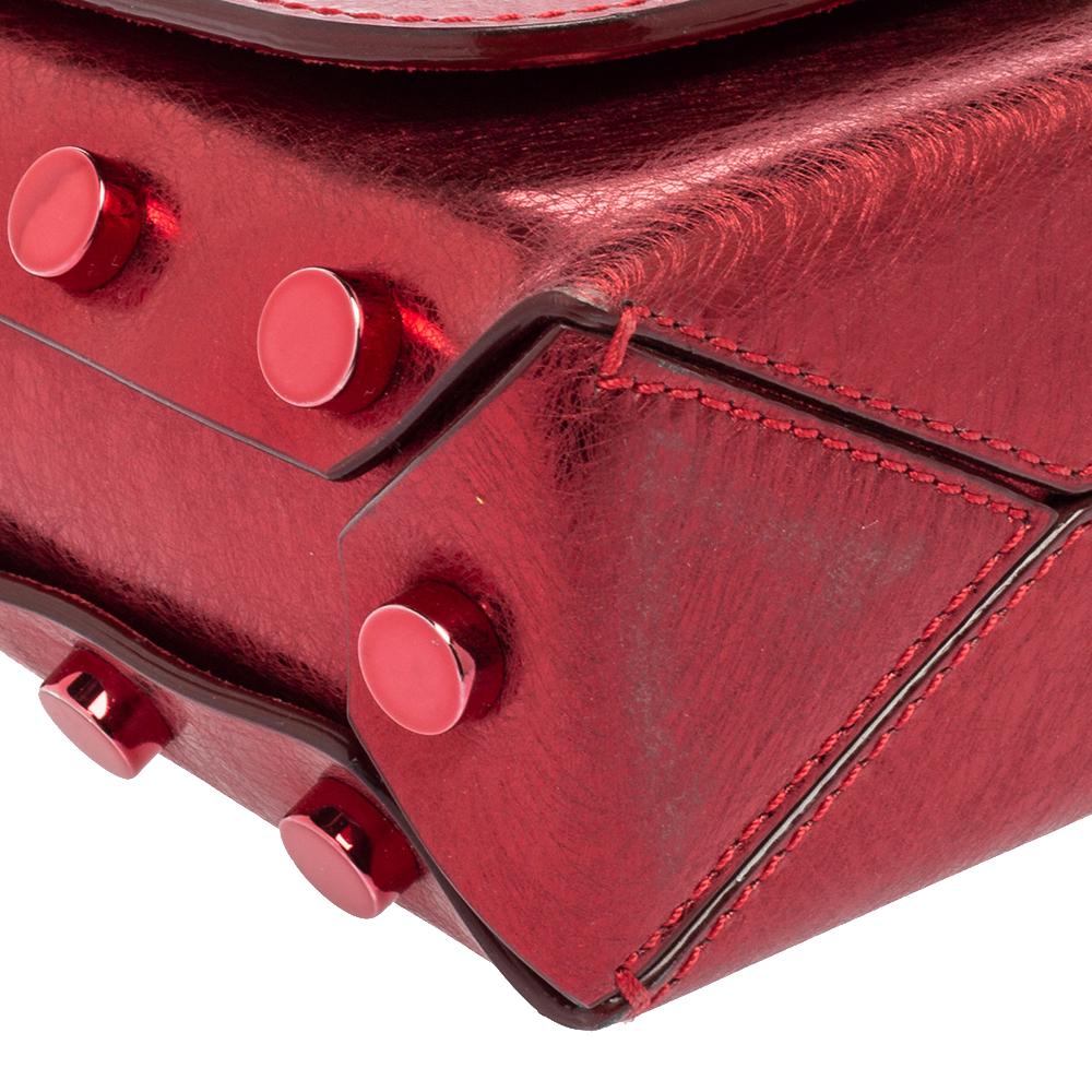 Jimmy Choo Metallic Red Leather Lockett City Shoulder Bag In Good Condition In Dubai, Al Qouz 2