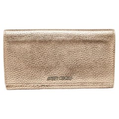 Jimmy Choo Metallic Rose Gold Leather Flap Continental Wallet