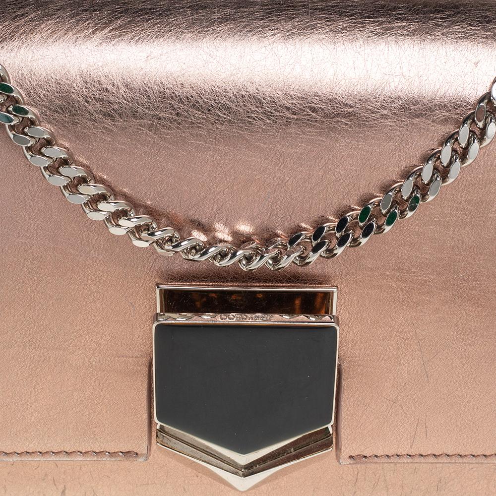 Women's Jimmy Choo Metallic Rose Gold Leather Lockett Shoulder Bag