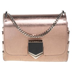 Jimmy Choo Metallic Rose Gold Leather Lockett Shoulder Bag