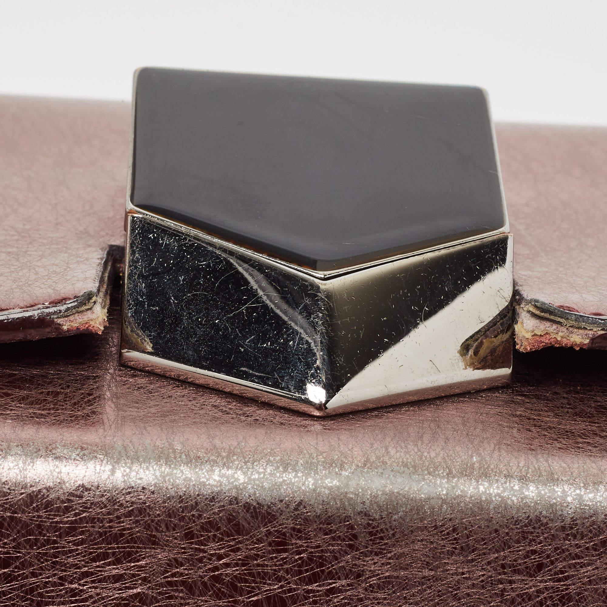 Jimmy Choo Metallic Rose Leather Lockett City Shoulder Bag 3