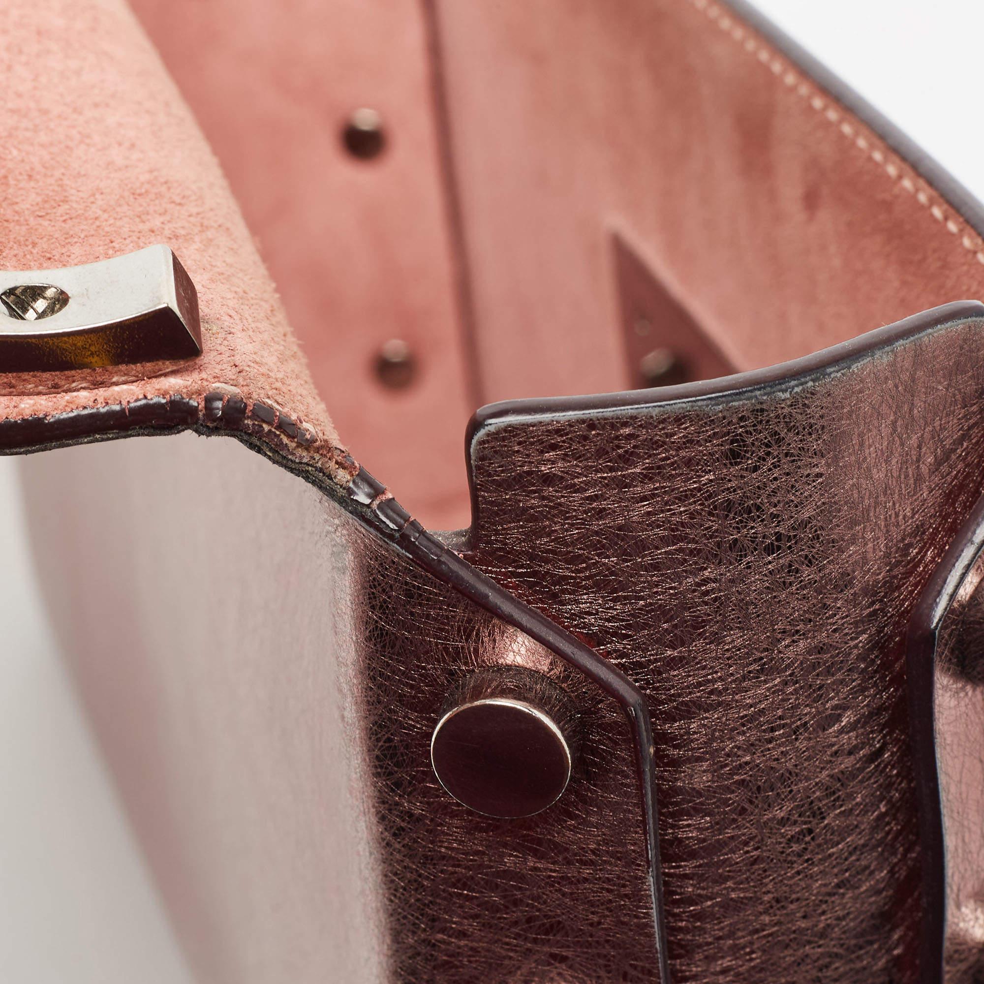 Jimmy Choo Metallic Rose Leather Lockett City Shoulder Bag 4