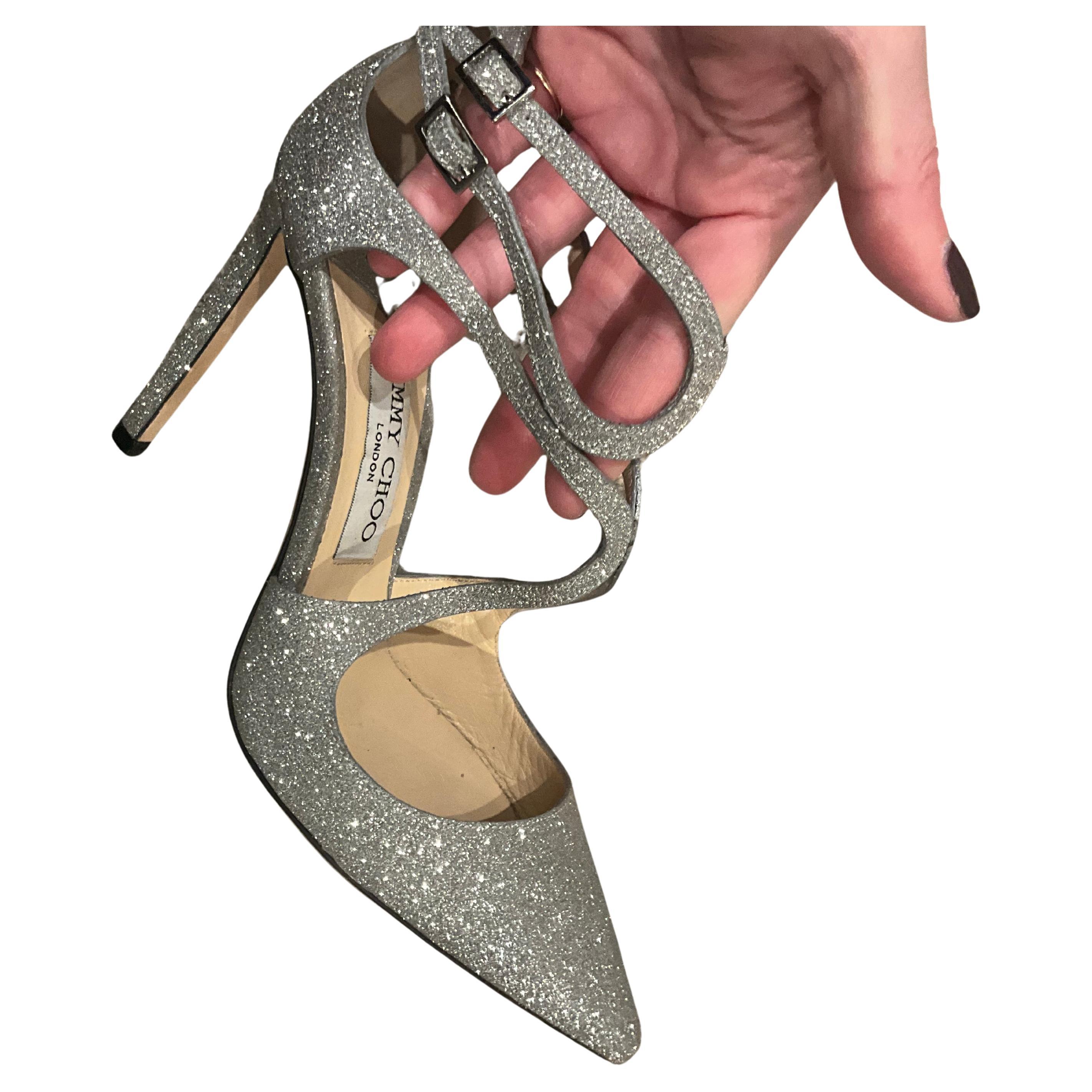 Sandales métalliques Jimmy Choo en vente