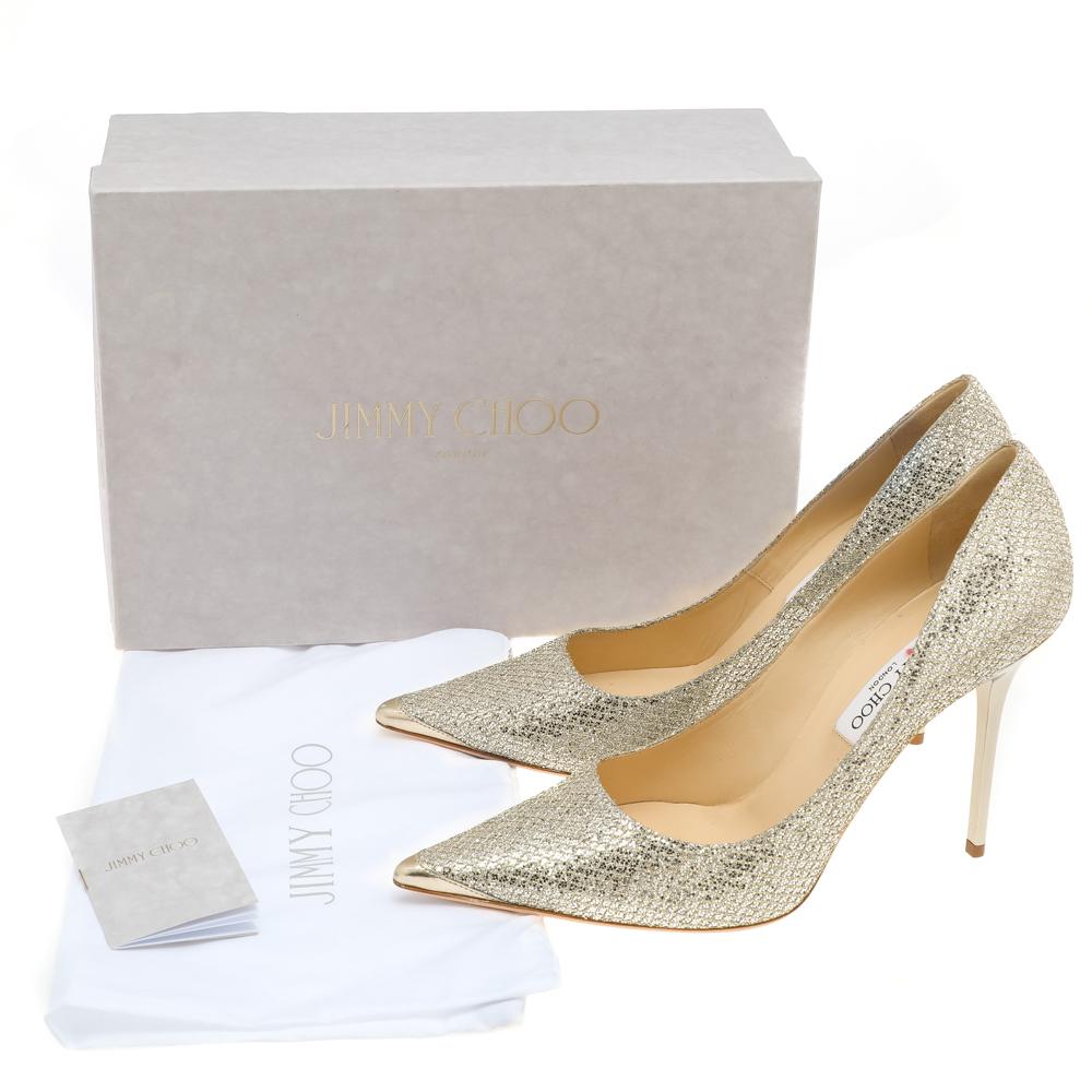 Jimmy Choo Metallic Silver/Gold Glitter And Lurex Abel Pointed Toe Pumps Size 42 4