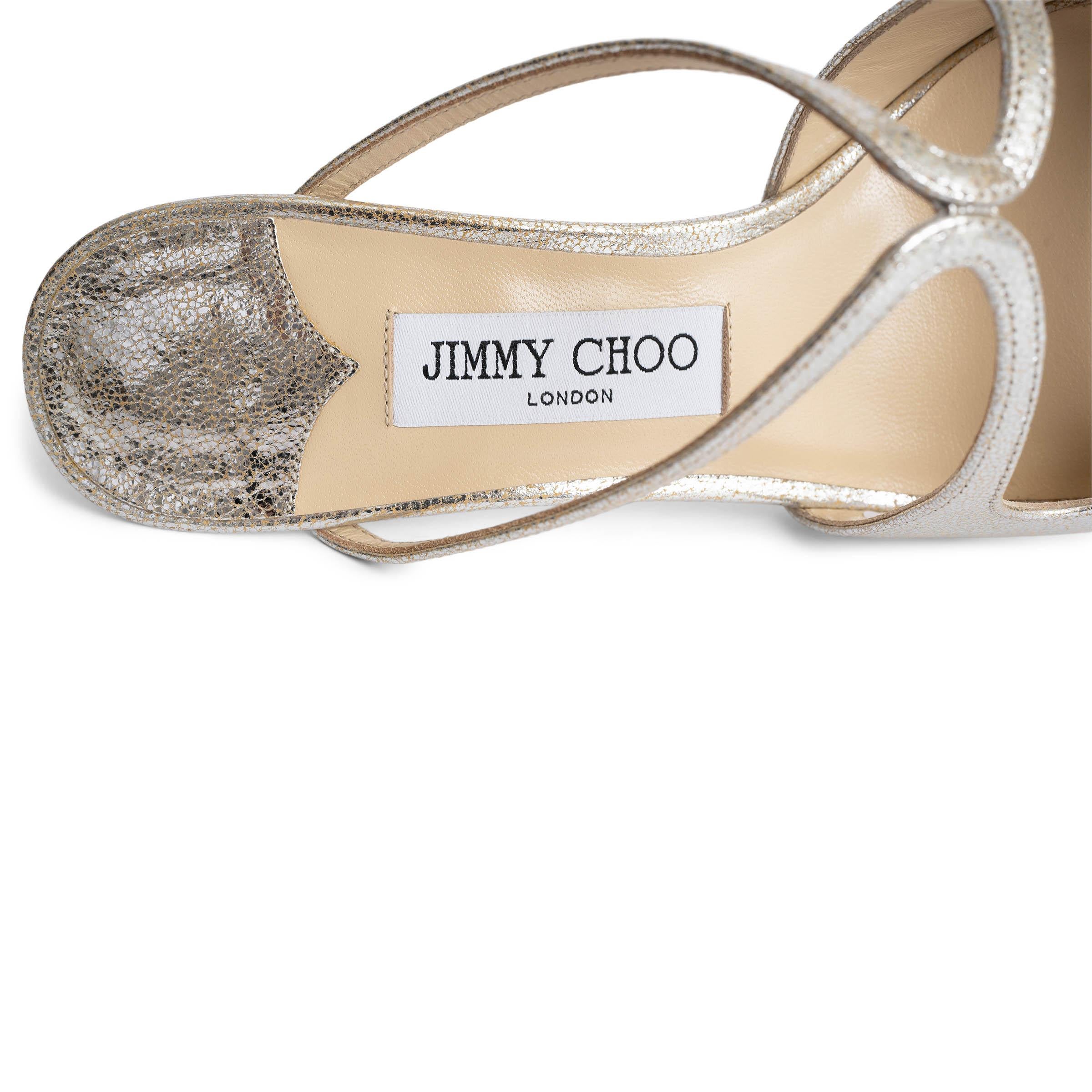 JIMMY CHOO metallic silver leather ANISE MULES 75 Sandals Shoes 38 2