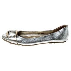 Jimmy Choo Ballerine in pelle argento metallizzato misura 38,5