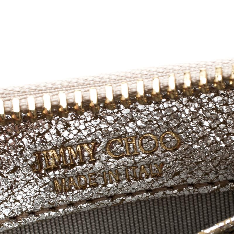 Jimmy Choo Metallic Silver Leather Compact Wallet In Excellent Condition In Dubai, Al Qouz 2