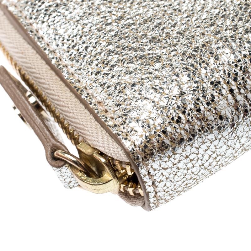 Jimmy Choo Metallic Silver Leather Compact Wallet 2