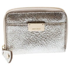 Jimmy Choo Metallic Silver Leather Compact Wallet