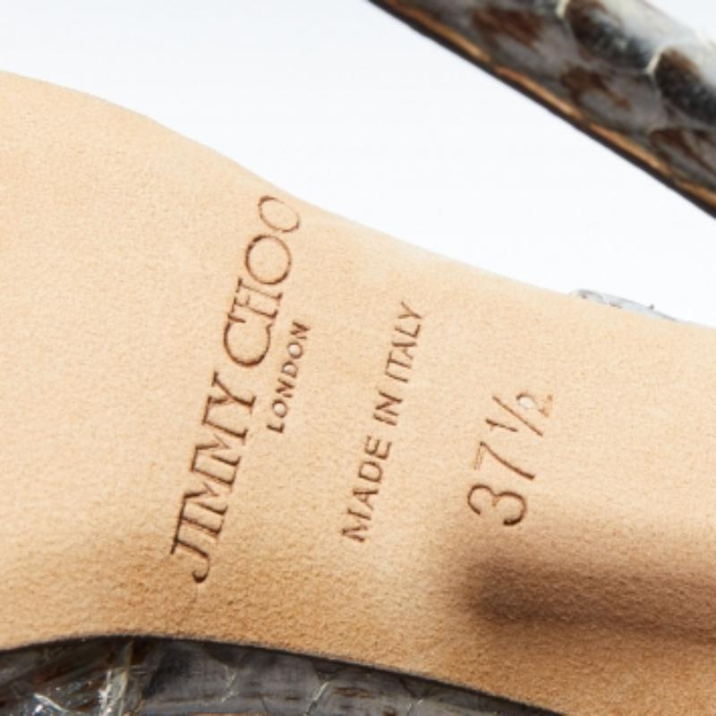 Jimmy Choo Bombas plateadas de piel de pitón con puntera abierta talla 37.5 en venta 3
