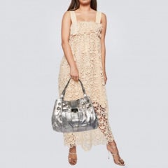 Jimmy Choo Metallic Silver Watersnake Riki Tote