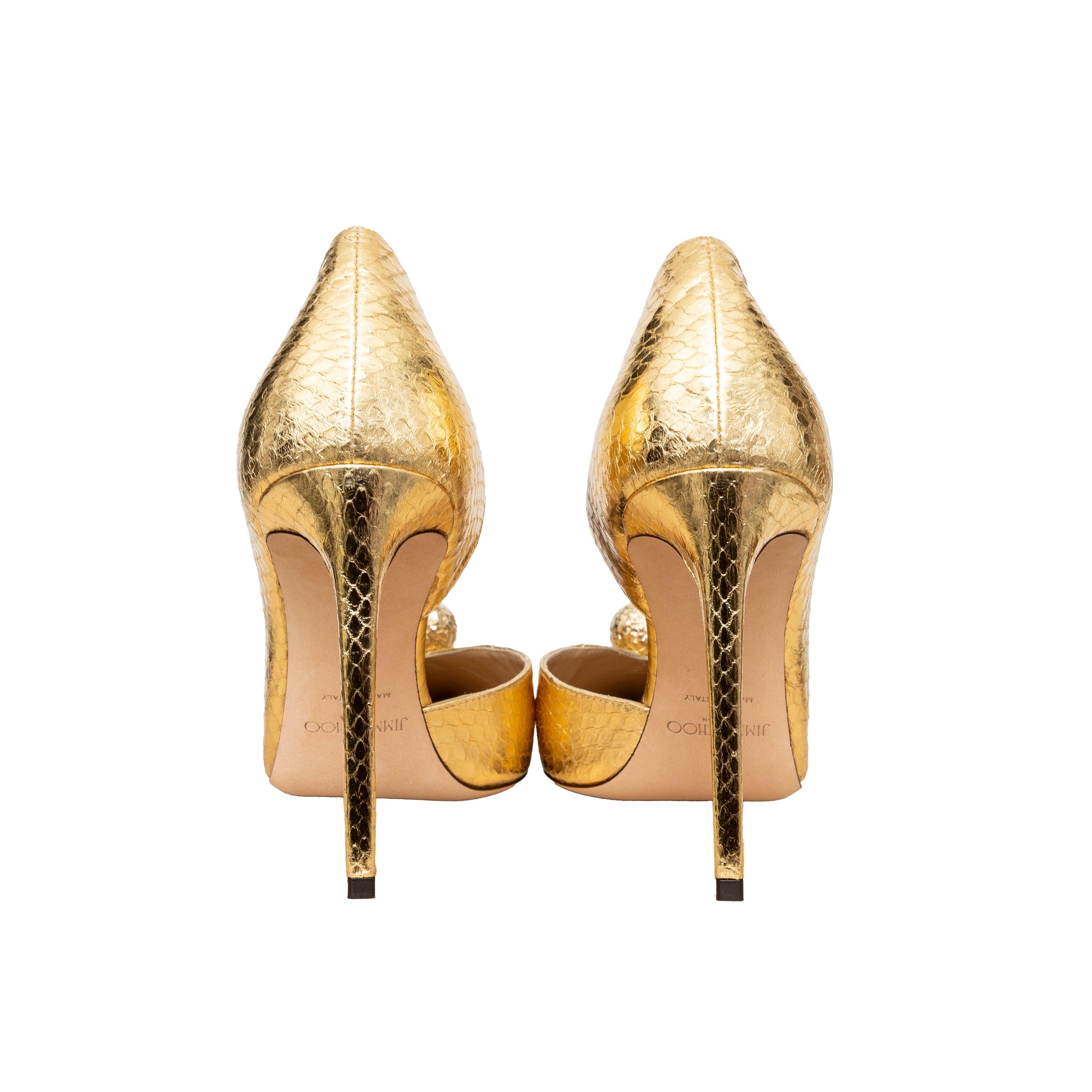 Escarpins orb en peau de serpent métallisée Jimmy Choo, années 10 Pour femmes en vente