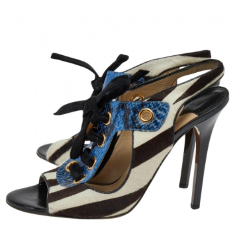 Noir Jimmy Choo - Sandales à lacets multicolores en cuir de veau et python, taille 40
