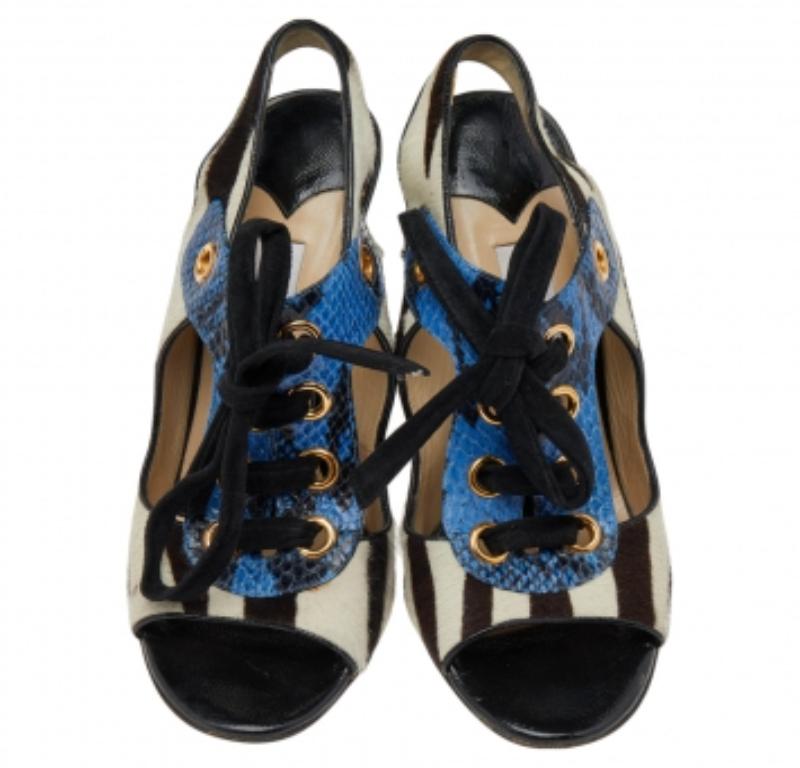  Jimmy Choo - Sandales à lacets multicolores en cuir de veau et python, taille 40 Pour femmes 