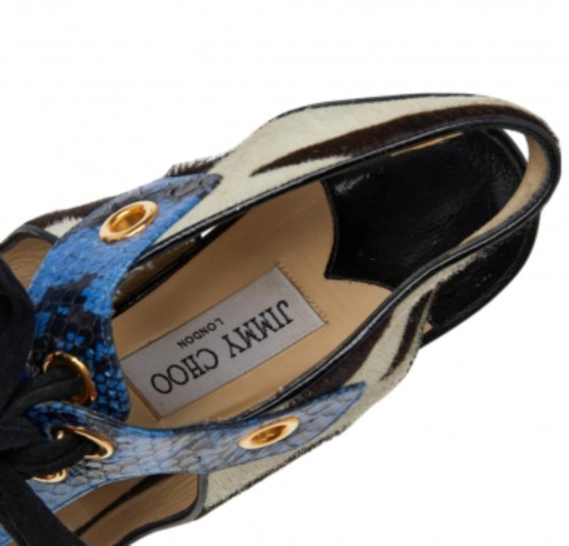 Jimmy Choo - Sandales à lacets multicolores en cuir de veau et python, taille 40 1