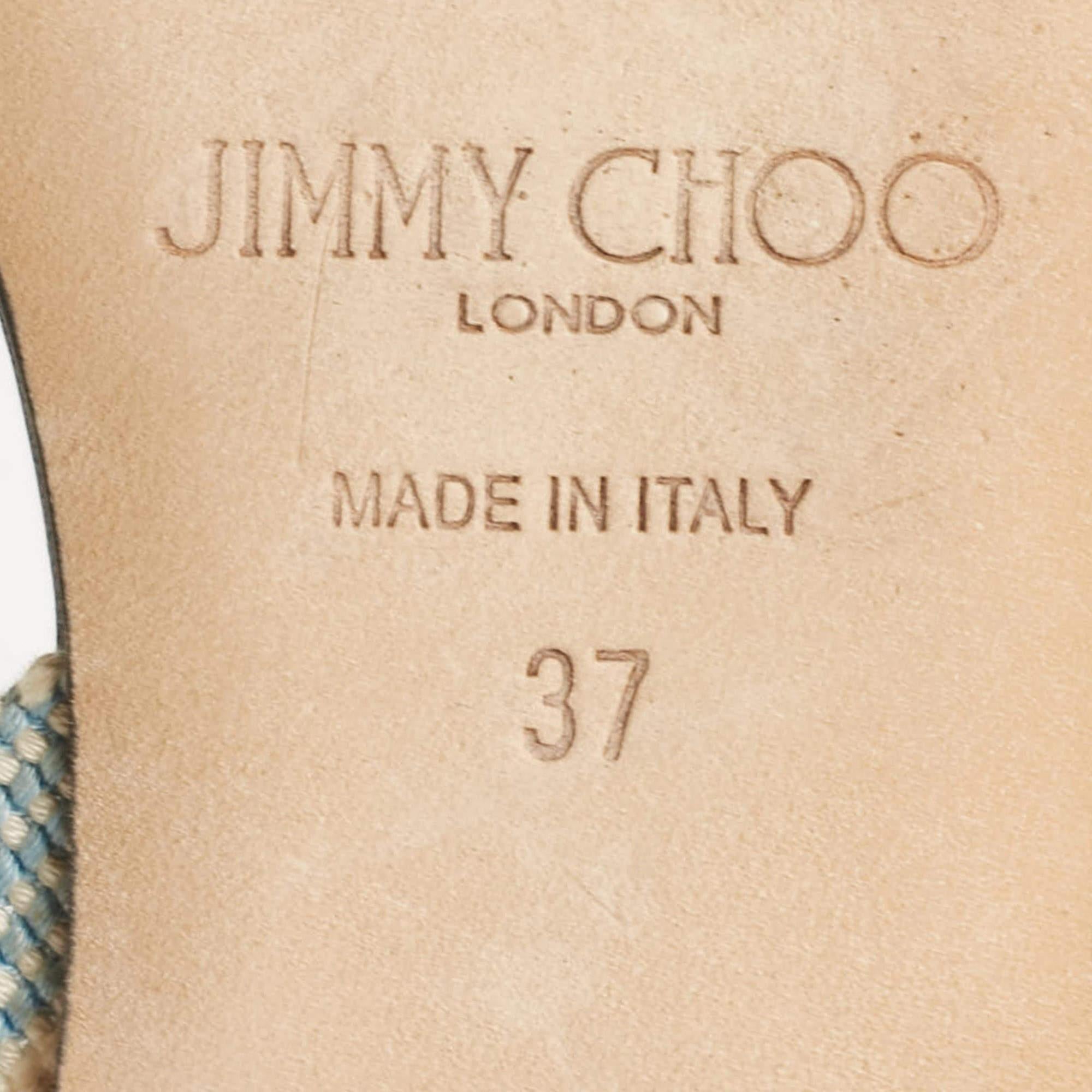 Jimmy Choo - Sandales à lanières à la cheville en toile multicolore, taille 37 en vente 3