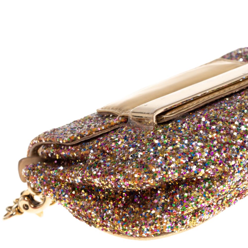 JImmy Choo Multicolor Glitter Mini Carolina Flap Chain Bag 2